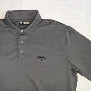 Callaway Mens XL Opti-Dri Black with gray Pinstripe Polo